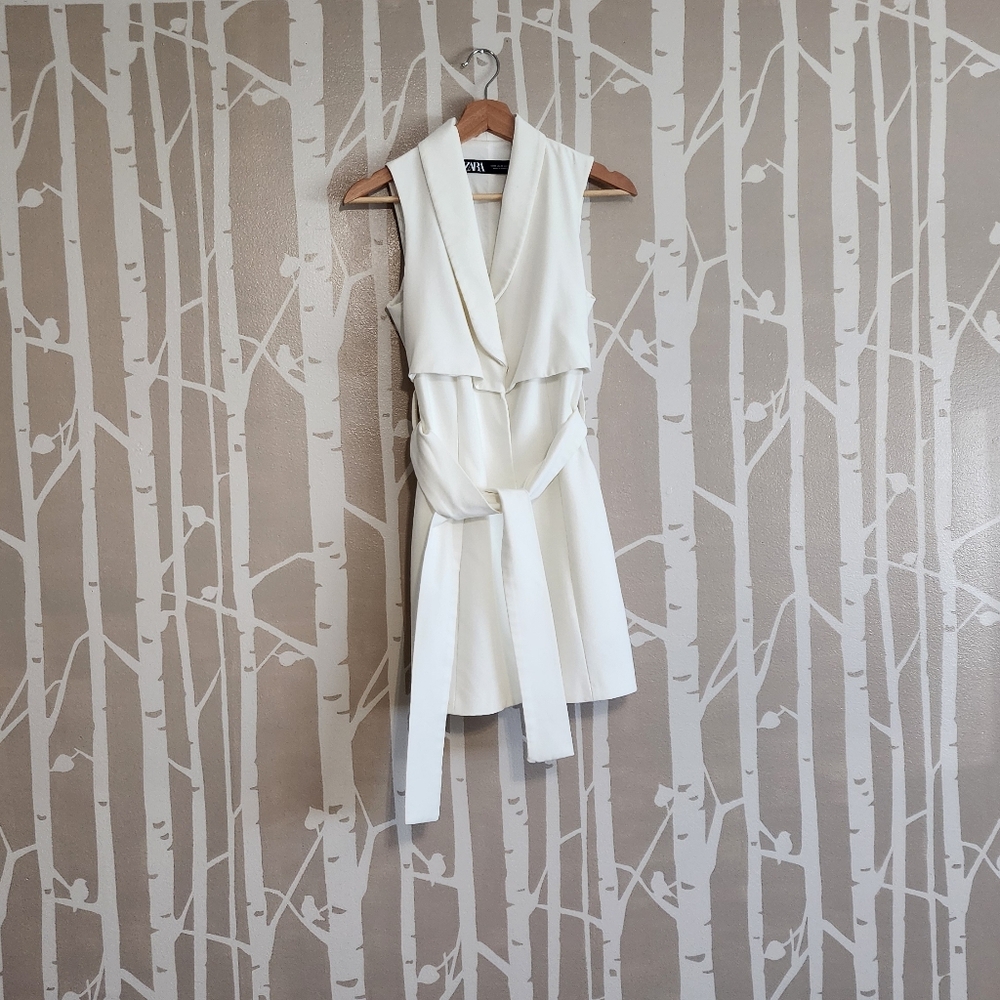 Zara: Cream Sleeveless Mini Dress.